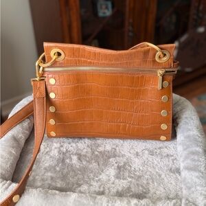 Hammitt Croc-Embossed Tan Crossbody with Gold Hardware
